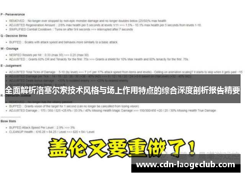 全面解析洛塞尔索技术风格与场上作用特点的综合深度剖析报告精要